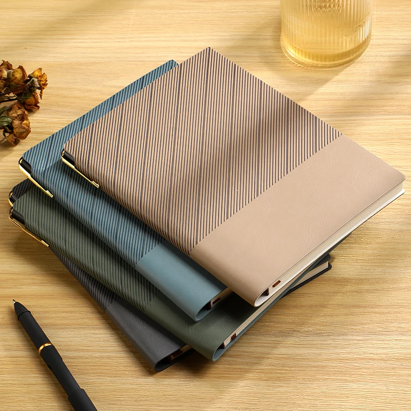 Soft PU Leather Business Notebook A5 160*210mm 200 Pages Lined Journal Diary Office Meeting Notepad Gift, 7 Colors Optional