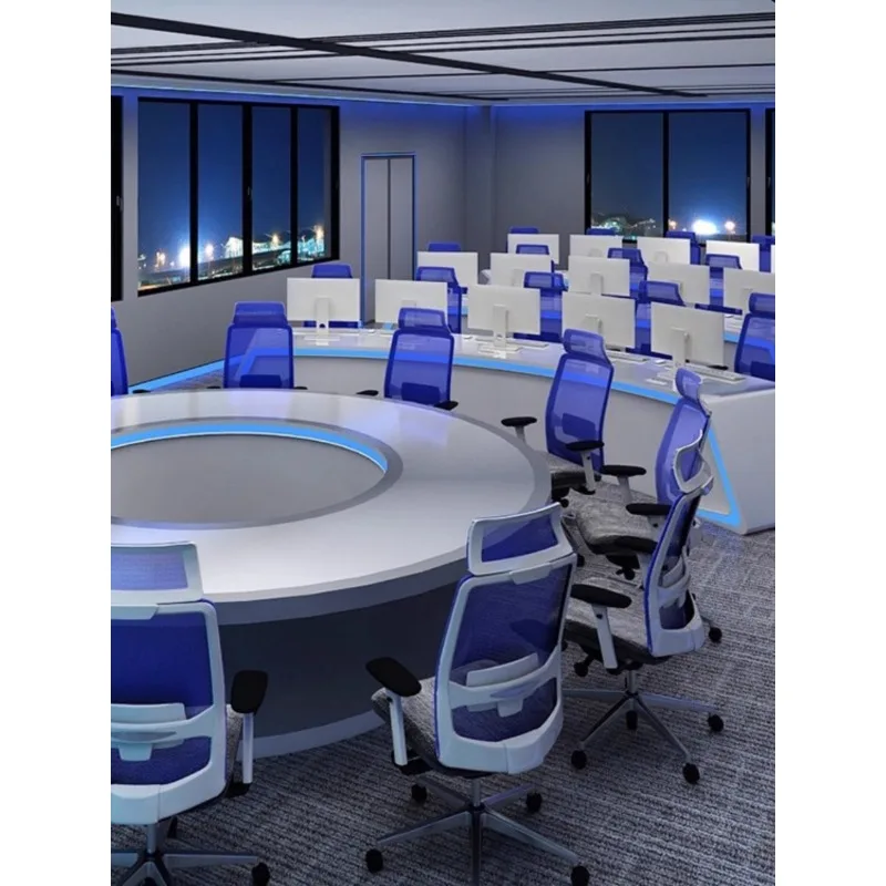 Painted curved command center custom dispatchingtechnology command monitoring console conference table
