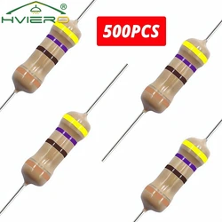 500Pcs 470 Ohm Resistors 1/4W Cylinder for DC 12V LEDs High-power 470R 5% Carbon Film Resistor Direct Insertion Four Color Ring