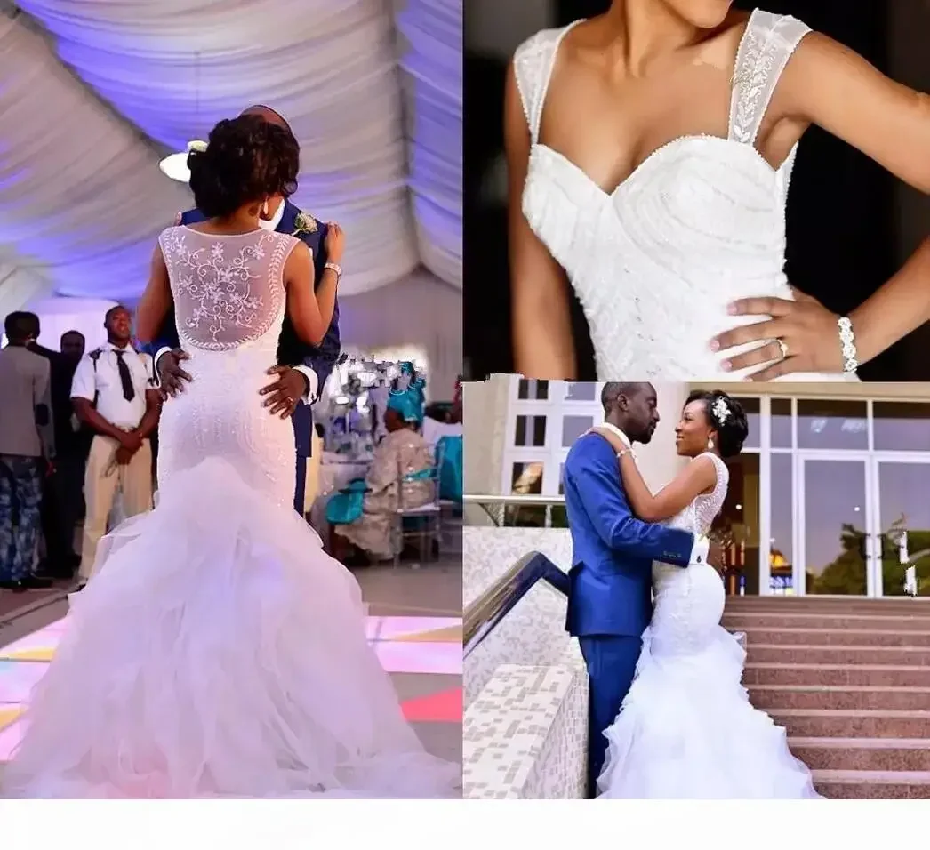 تخصيص حجم كبير الديكور اللؤلؤ تول حورية البحر الكشكشة الأفريقية التنانير العربية السوداء الفتيات فستان الزفاف الوهم الزفاف