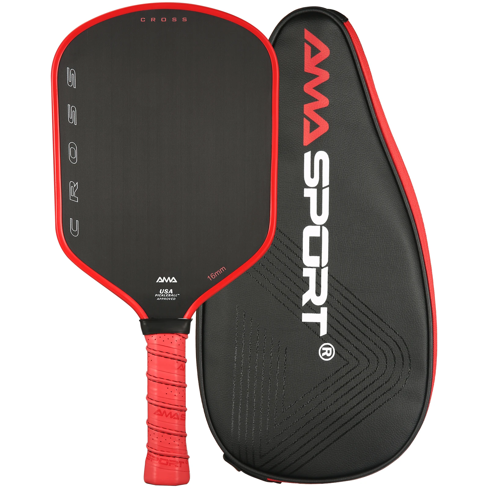 

AMASPORT XY004 USAPA Approvel Pickleball Paddle with Cover Broader Head Shape Textured Carbon Fiber Unibody Thermoformed Rackets