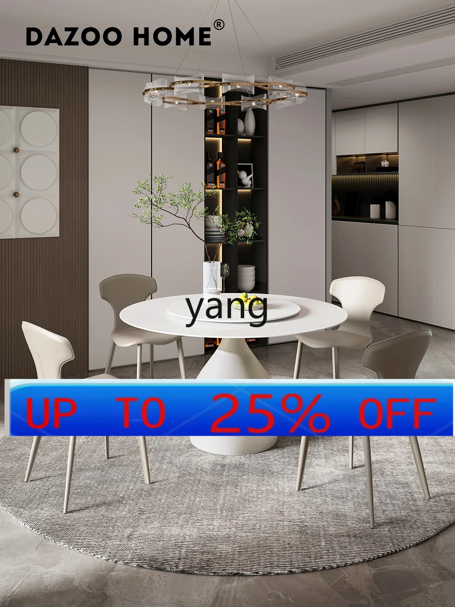 

LMM modern simple rock slab dining table household small apartment round table dining table and chair combination