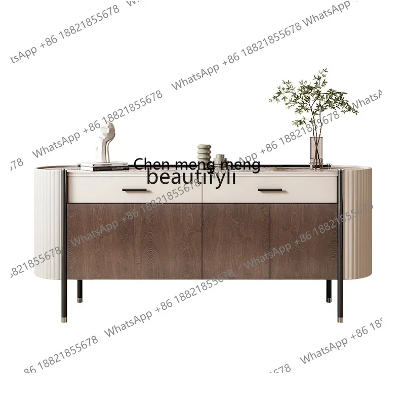 

182Q Solid wood sideboard modern light luxury restaurant stone slab drawer entrance living room storage furniture entrance cabin