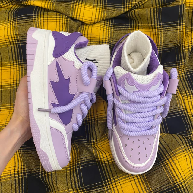 Spring Designer Women Breathable Lilac Sneakers Patchwork Cute Shoes Thick Heel Sneakers Casual Running Platform Y2K Shoes AliExpress