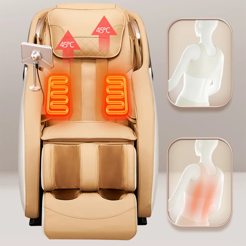 SM-819L Poltrona da massaggio manipolatore 3D di lusso Pista da massaggio super lunga Airbag per tutto il corpo Riscaldamento Sedia da massaggio musicale a gravità zero