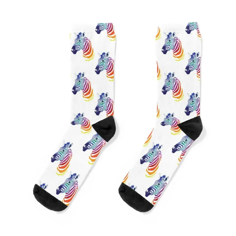 Rainbow Zebra Socks with print hiking Man Socks Women's