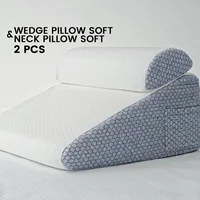 2 Pcs Memory Foam Bed Wedge Pillow/Neck Pillow For Back - Triangle Pillow With Removable Cover 7
