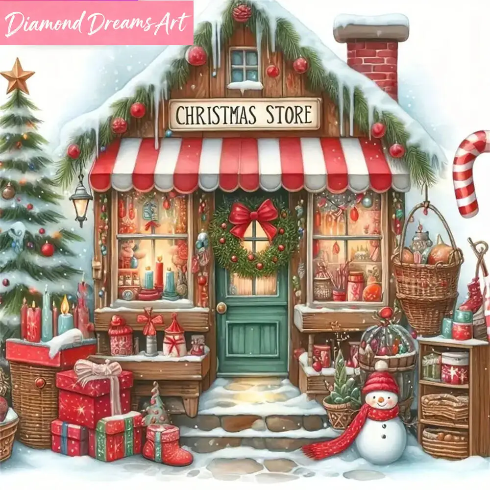5D Diamant-Mosaik Haus-Bastelset DIY Winter Diamantmalerei Landschaft Acryl-Bastelbedarf Weihnachtsgeschenke, Rahmenlos
