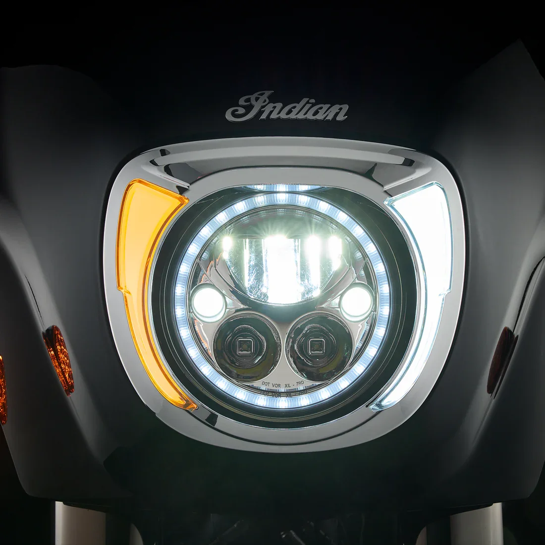 For Indian Chieftain Headlight Bezel | Fang Design for Dark Horse/Icon/Elite/Limited/Classic | Matte Black Motorcycle Trim LED