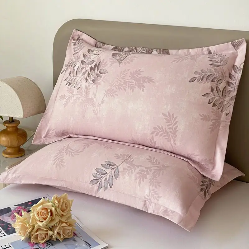 Home Hotel Pillowcase Pair of Jacquard Polyester With Cotton Pillowcase 48x74cm Solid Color Fashionable Home, No Pillow Core