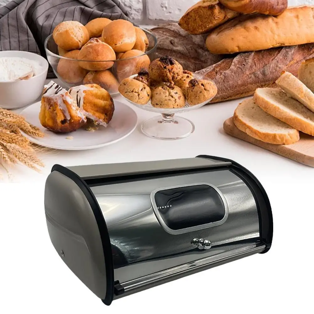 

Bread Bin Bread Box Bread Holder Storage Container With Small Window for Kitchen Bread Storage Holder Iron Bread Box