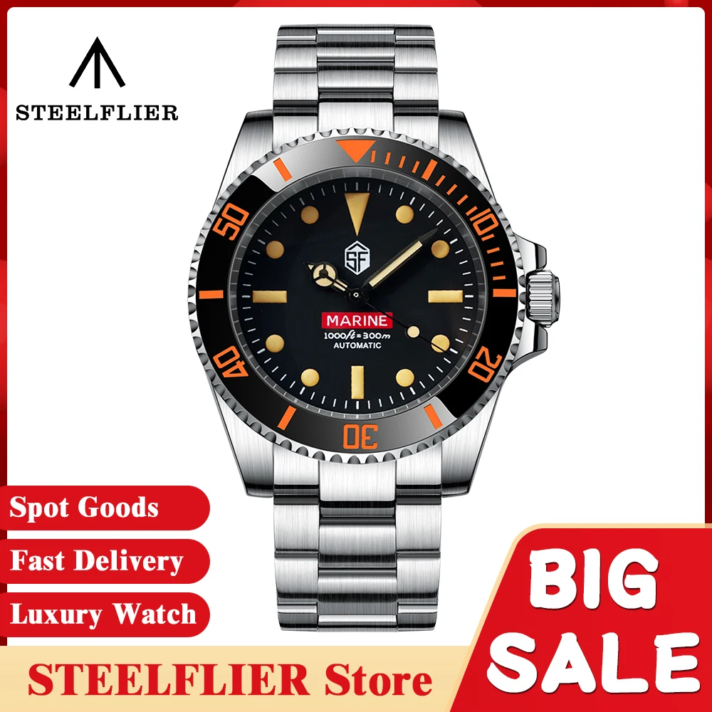 STEELFLIER SF754V Mechanical Water Ghost Wristwatch Screw Crown NH35 Automatic Move Super Luminous Ceramic Bezel Luxury Watches