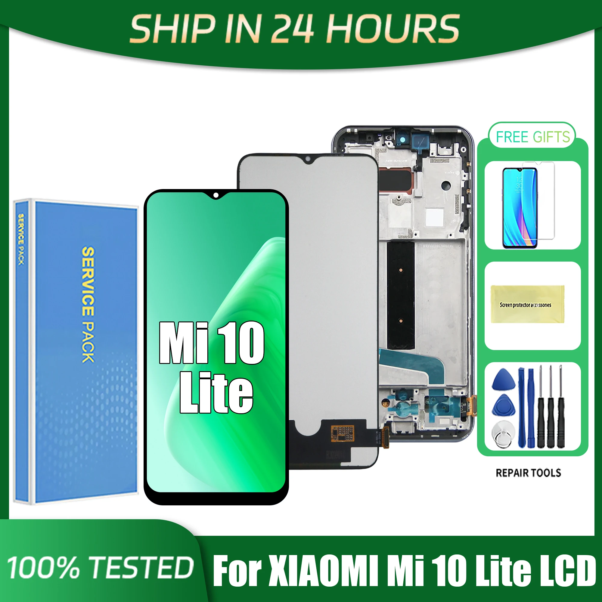 6.57\'\' Mi 10 Lite AMOLED Display For Xiaomi Mi10 Lite Lcd Display Touch Screen Digitizer Assembly For Mi 10Lite Lcd M2002J9G 5G