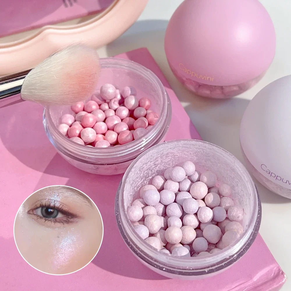 Natural Highlight Pearl Blush Ball Clear Face Body Highgloss Glitter Highlight Fine Clear Shimmering Blush Powder Face 3D Makeup