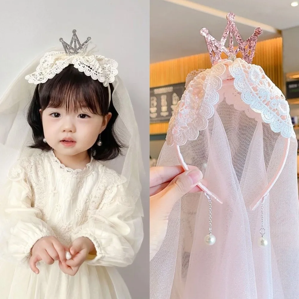 Креативная сетчатая повязка для волос на день рождения, корона, марля, повязка на голову с днем рождения, корейский стиль, реквизит для фотосессии, обруч для волос для девочек, детский