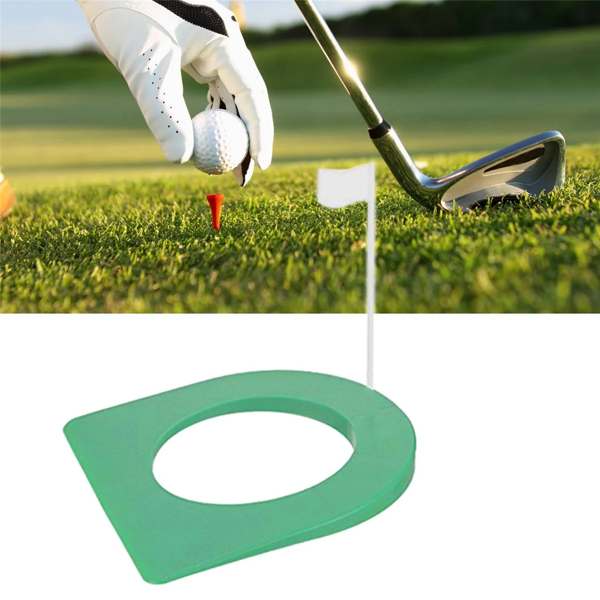 2 Pcs Golf Putting Cup and Flag Golf Putting Hole Practice Aids with Flag for Golf Putting Training Mat