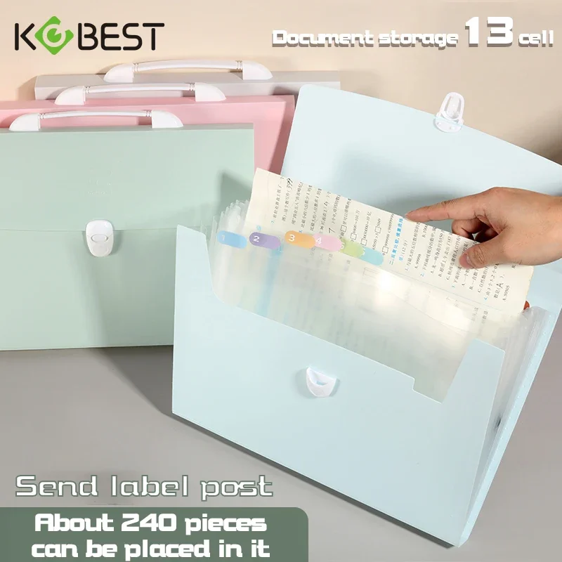 Carpeta de archivos de billetera expandible tamaño A4 con 13 bolsillos, almacenamiento de documentos de papel, soporte para bolsa de órgano, organizador para oficina y escuela