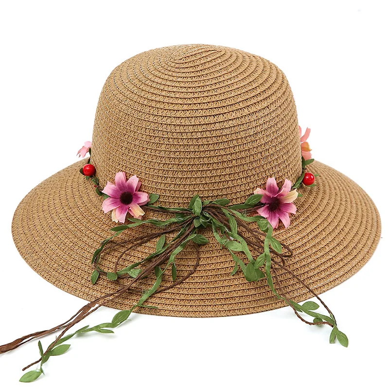 

New Summer Willow Straw Wreath Ladies Sun Hat Bucket Hat Out Tour Foldable Sun Protection Sun Hat Beach Hat Panama