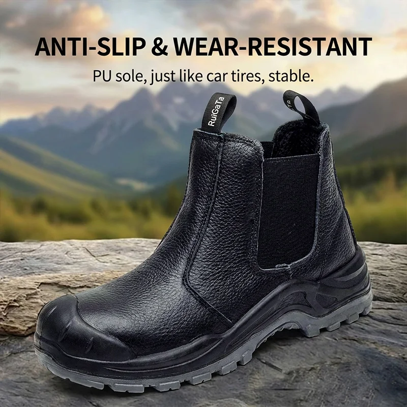 

Safety Boots Man High Top Steel Toe Work Shoes Anti Piercing Anti Slip Wear Resistant Breathable Construction Site Footwear
