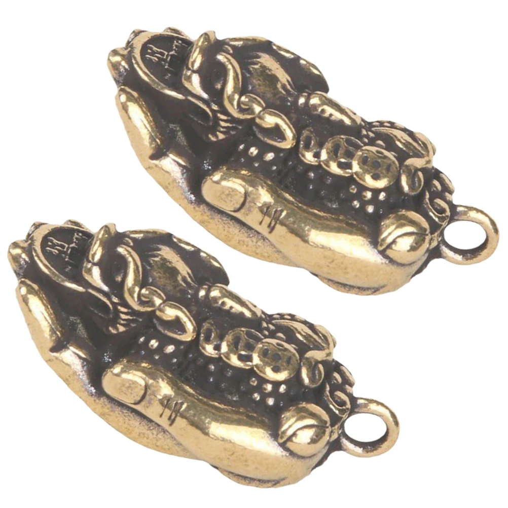 

2pcs Brass Keychain Pendant Vintage Animal Charm Diy Keyring Hanging Decor For Jewelry Making Small Decorative Pendant