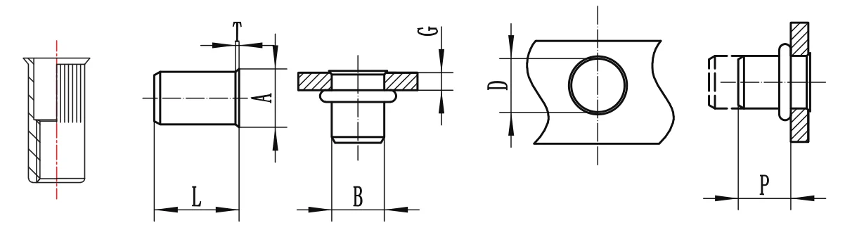 10/20 Stück Edelstahl Nietmuttern Senkkopf Flachkopf Set Muttern Einsatzmutter Gewinde M3 M4 M5 M6 M8 M10 Nietmuttern – Detail 3