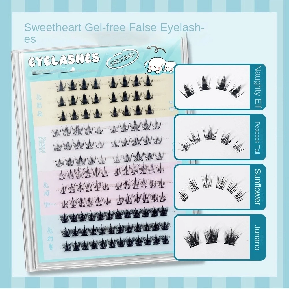 Segmentierte gemischte Einzelwimpern, großes Fassungsvermögen, Sonnenblumen-Pfauenschwanz, C-Locken, falsche Wimpern, schräg geflügelte, langlebige Wimpern