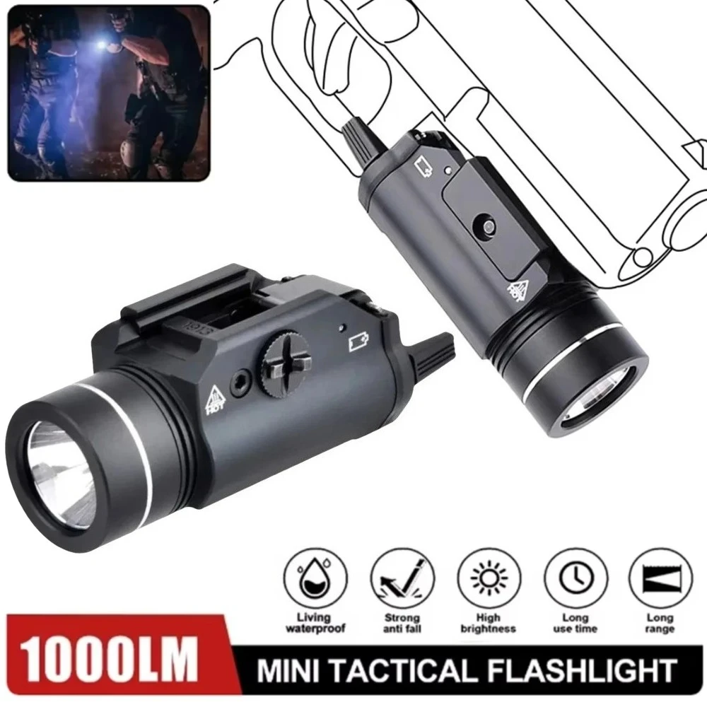 

Tactical Weapon LED Flashlight Metal 1000 Lumens TR-1 20mm GLOCK 17 Airsoft Rifle TR7 Scout Torch Outdoor Hunting Gun Lamp