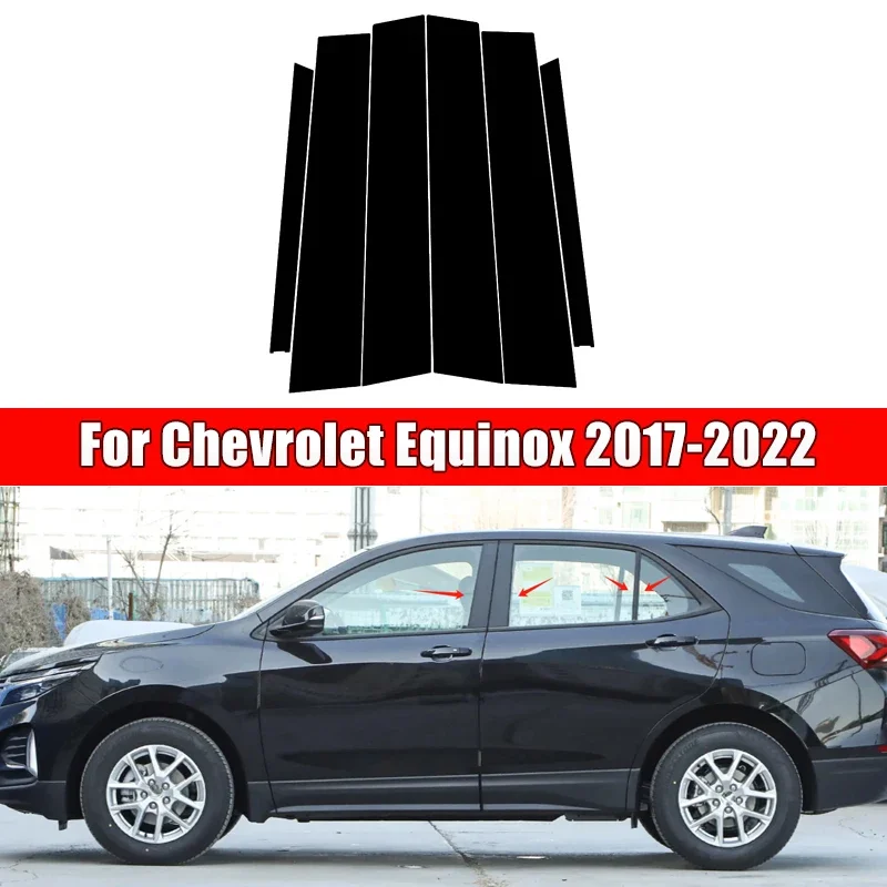 

6Pcs Car Door Window Pillar Center Post Trim Stickers For Chevrolet Equinox 2017-2022 2018 2019 2020 Auto Styling Accessories