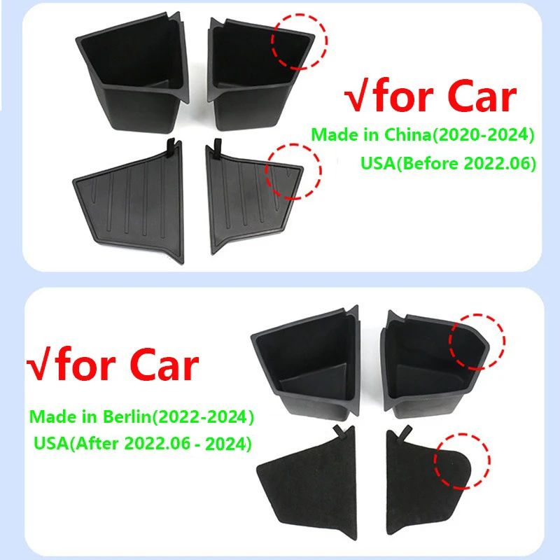 Center Console Organizer for Tesla Model Y 2023 2024 Rear Trunk Side Storage Box Bins Flocking Armrest Hidden Cup Tray Console