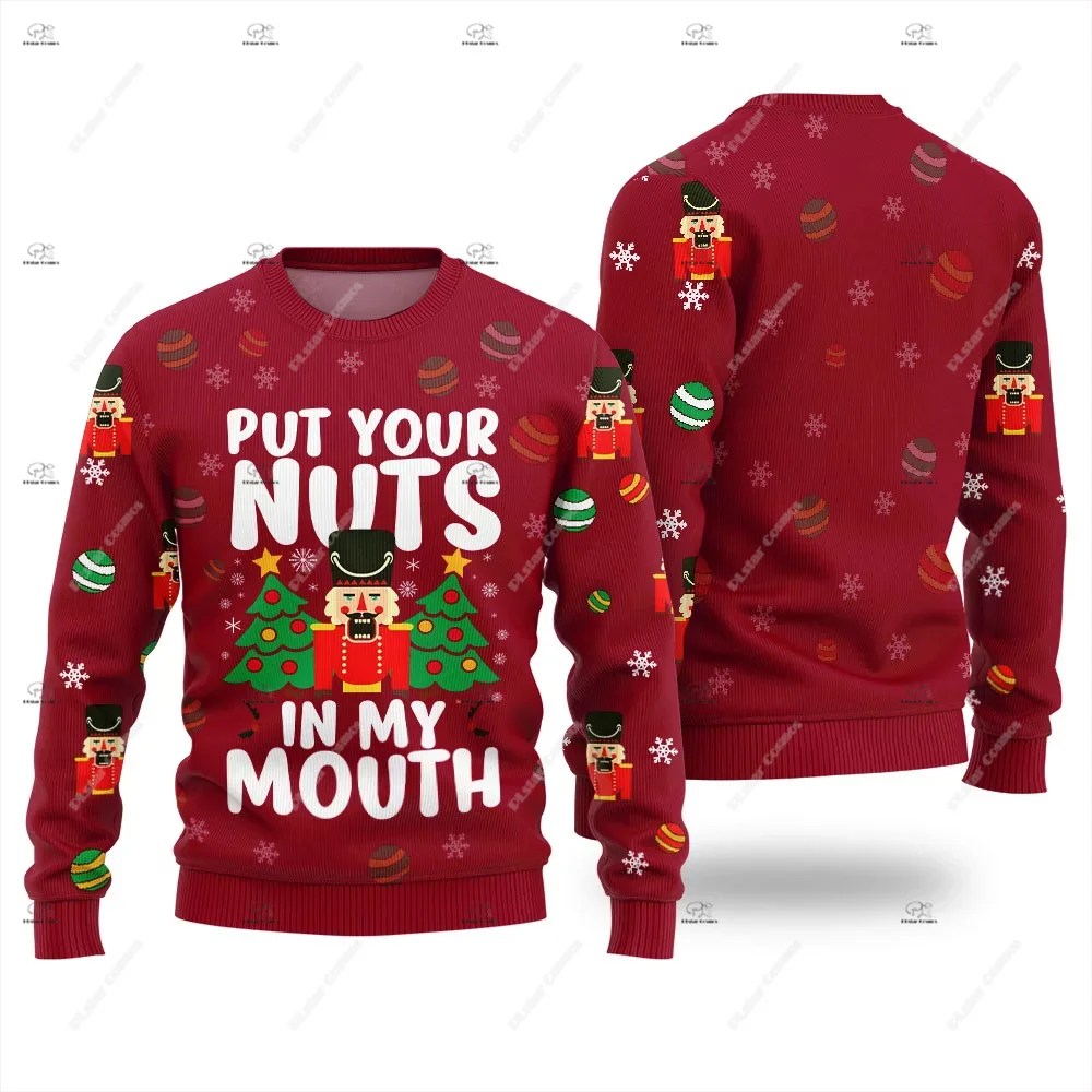 

Christmas Santa Claus Pet Cat Knitted Ugly Sweater Graffiti Retro Vintage 3DPrint Pullover Harajuku Casual Funny Long Sleeves 32
