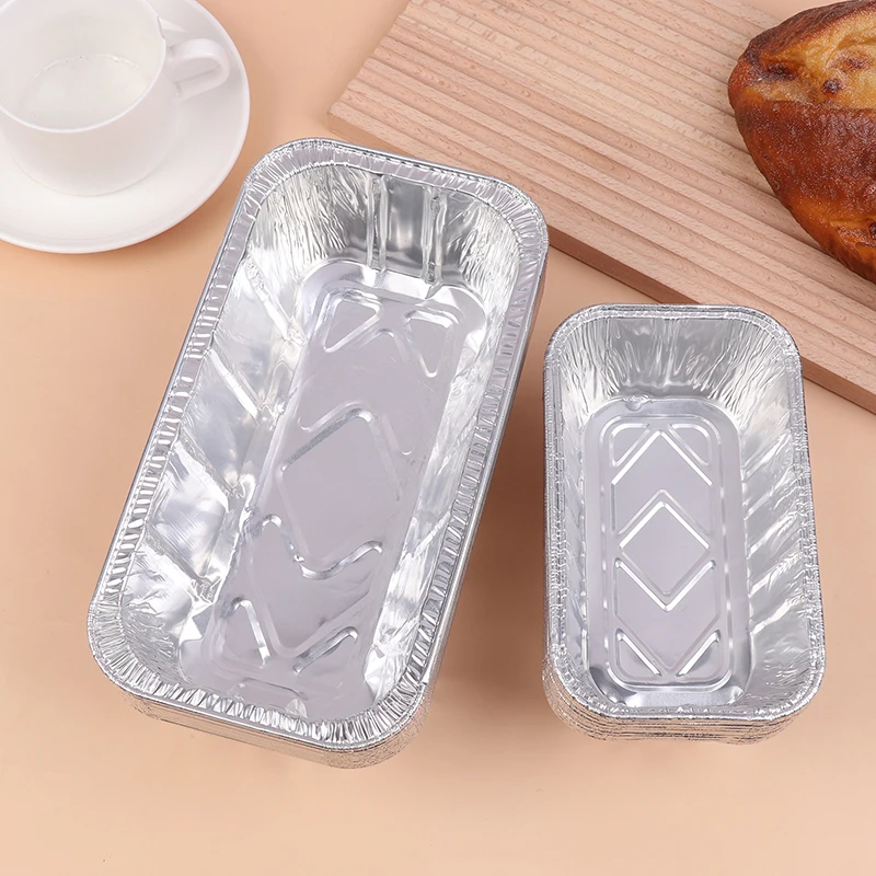 10Pcs Disposable Rectangular Aluminum Foil Baking Pans Egg Tart Pan Cupcake Case For Oven Air Fryer Box Kitchen Tool