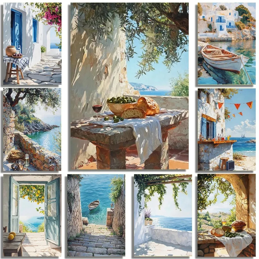 Affiches et impressions sur toile de maisons de famille de couleur claire, architecture, tourisme, paysages, peintures, décoration murale pour la maison