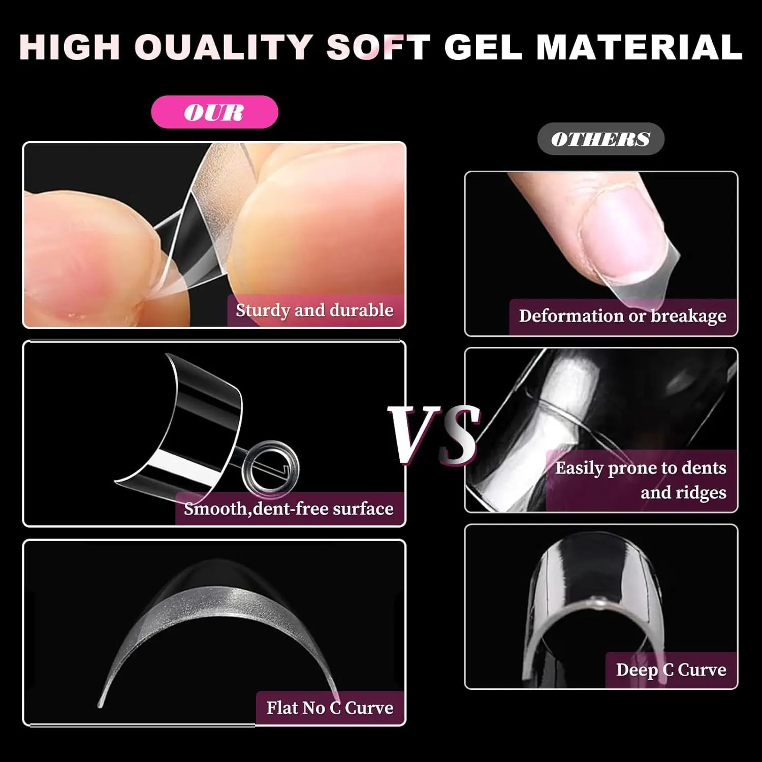 600 punte per unghie acriliche quadrate extra corte trasparenti, 12 misure in scatola, finitura lucida, aspetto naturale, per nail art e salone fai da te