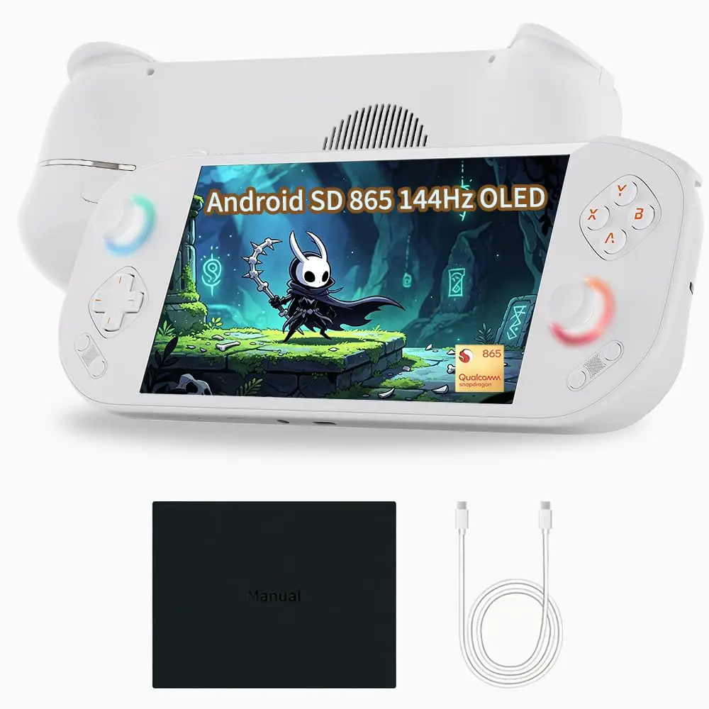 

MANGMI Pocket Max Android Handheld Gaming Console, Snapdragon 865, 8+128GB, 7" 144Hz AMOLED, RGB Hall Sticks, 8000mAh Large Batt