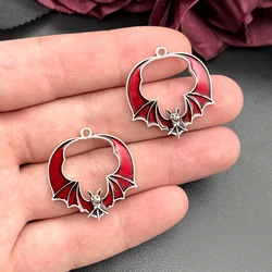 5 Pack, Gothic Punk Embossed Red Black Vampire Bat DIY Handmade Necklace Earrings Bracelet Accessories 33*29