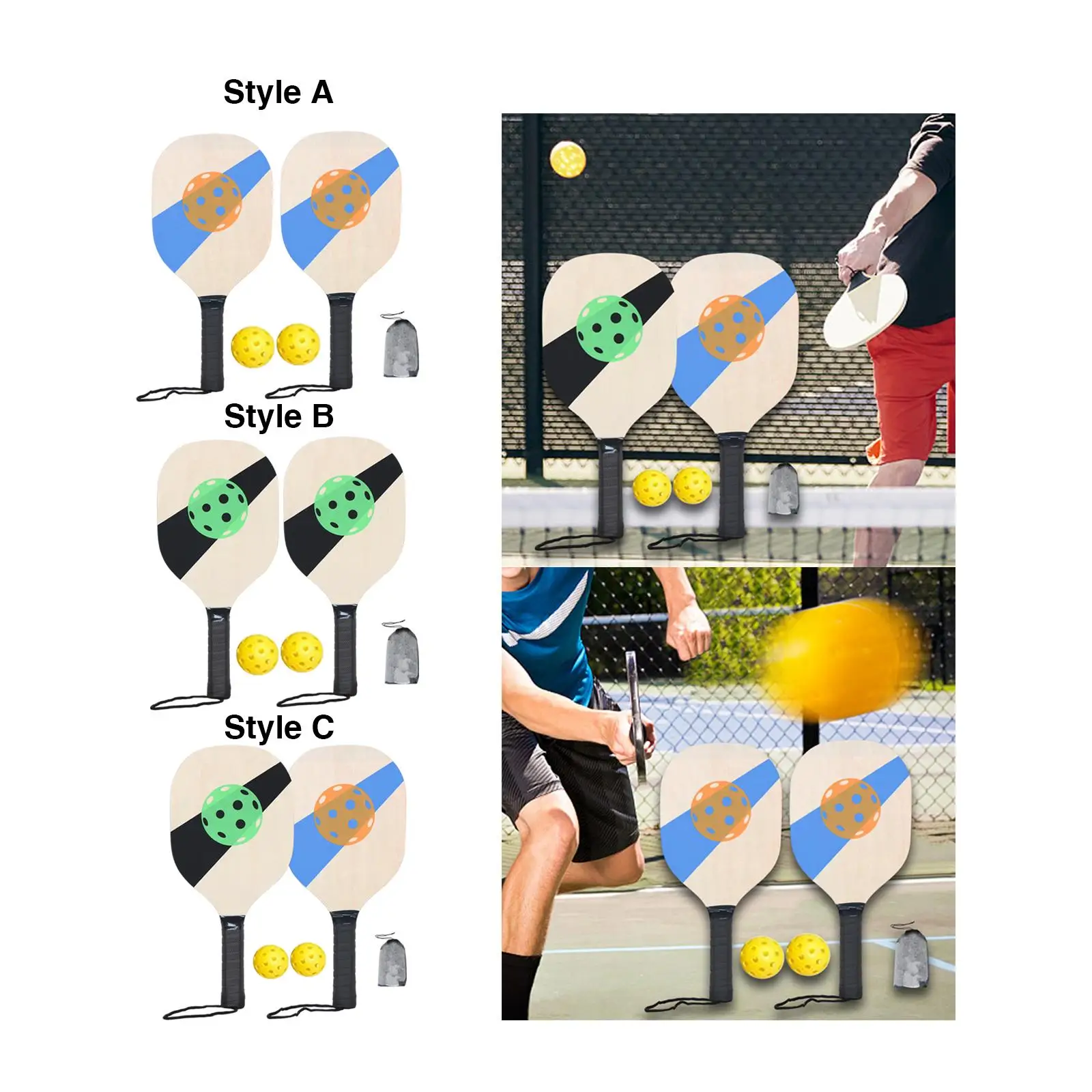 

Pickleball Wood Paddle Set Portable Outdoor and Indoor for All Levels and Ages