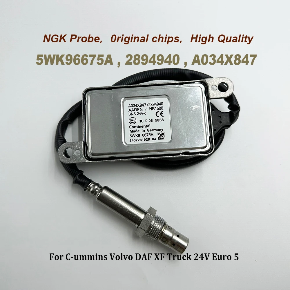 For NGK Probe 5WK96675A 2894940 A034X847 High Quality Chip NOX Nitrox Oxygen Sensor For C-ummins Volvoo DAF XF Truck 24V Euro 5