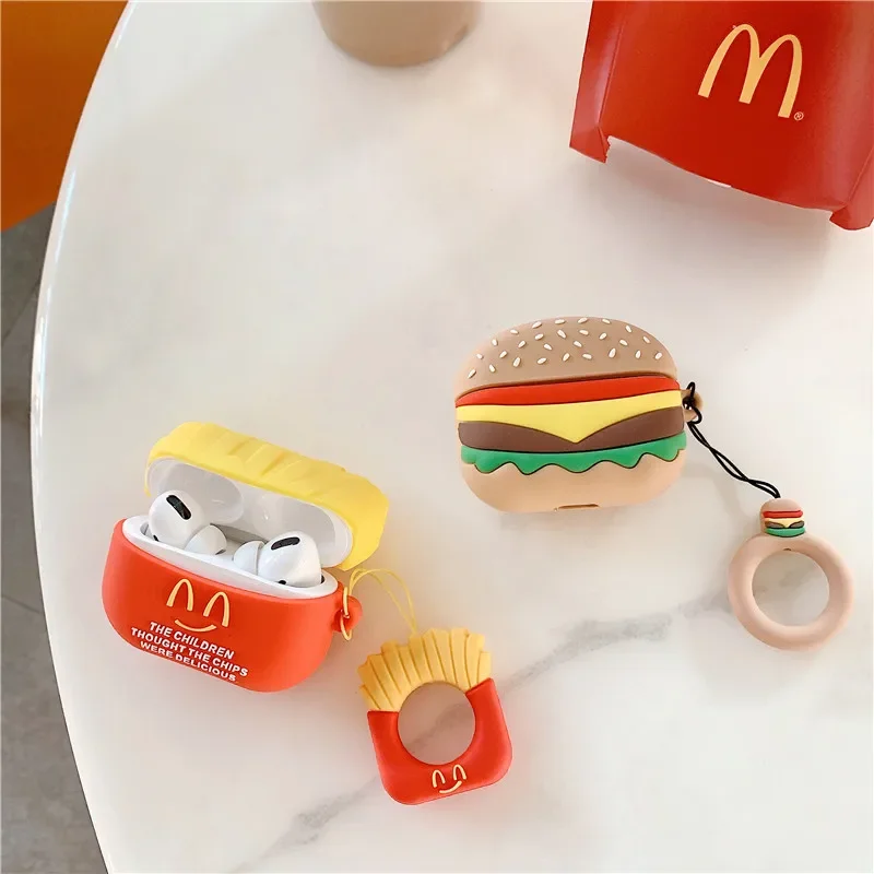 Hamburger Chips Cover for AirPods 4 Case Silicone Earphone Protective Case for Airpods Pro Cover Silicone Soft Case for AirPods