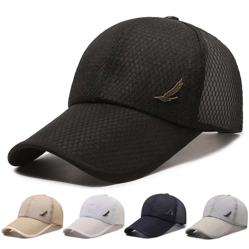 New fashion extended brim baseball net hat men's spring and summer wheat ear visor extended cap outdoor fishing hat