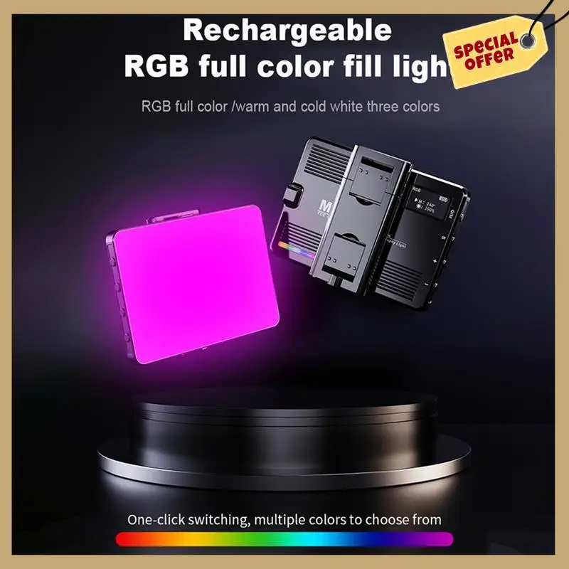 Lumière LED de poche RGB 5W, Performance Stable, batterie 3000K-9900K 1500Mah intégrée avec pince de support de téléphone et adaptateur de chaussure froide