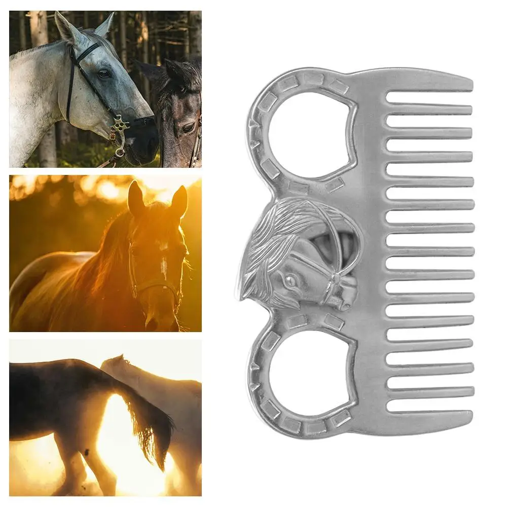 Duurzame paardenverzorgingskam Lichtgewicht aluminium metalen paardenkam Zakformaat Stevige currykam Scrubber Verwijderbenodigdheden