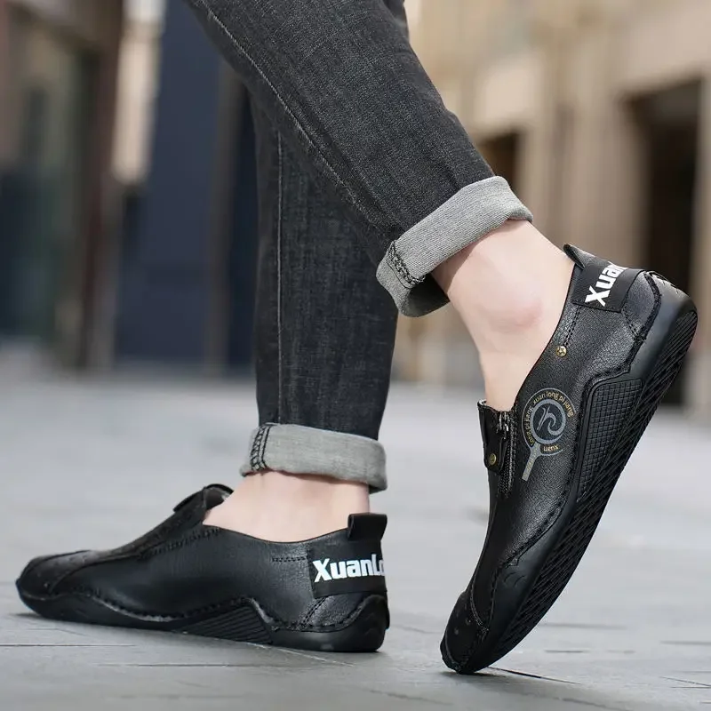 Zapatos informales de piel sintética para hombre, calzado de punta cuadrada, talla 45, oferta de calzado clásico, Original y cómodo