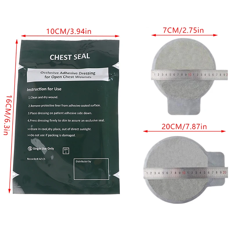 2Pcs North American Rescue Hyfin Chest Seal Medical Chest Seal Vented 3/4Holes Set