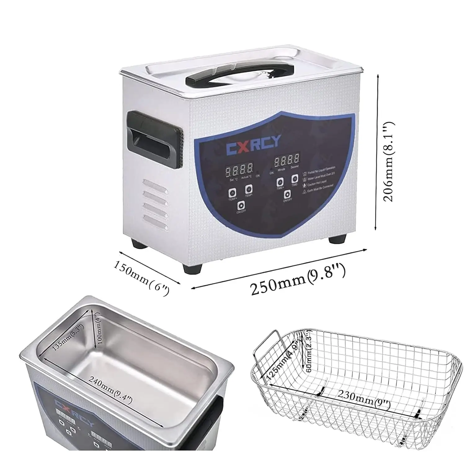 آلة تنظيف ساخنة بالموجات فوق الصوتية الاحترافية 3.2L مع وظيفة الموقت للمجوهرات أدوات طب الأسنان لوحة دوائر ماسية