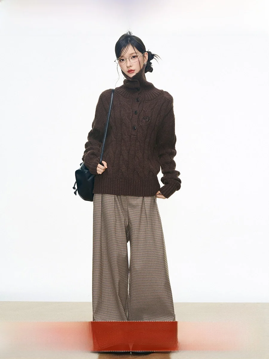 

Westayone New 82 Women's Knitted Sweater Cardigan Cable Knit Design High Collar Long Sve Warm Autumn Winter Faion