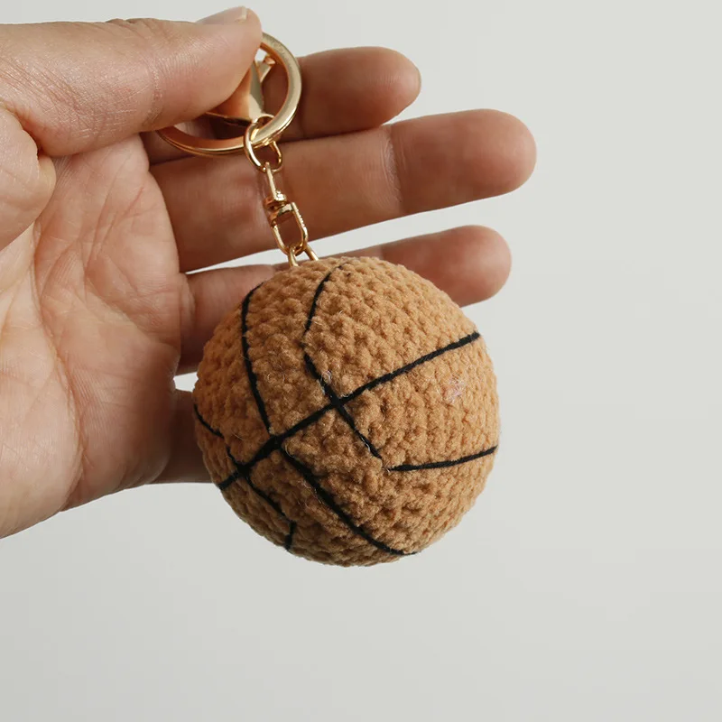 Sport Balls Series Crochet Keychain Handmake Knitted Basketball Keyring For Bag Pendant Crochet Tennis Keychain Custom Accessory