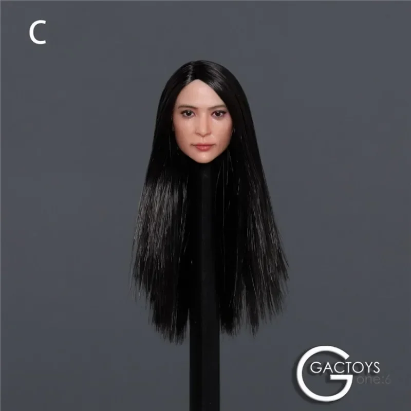 Asian Actress 1/6 Scale Li Bingbing Head Carving Black Long Curly Hair Head model for 12" Action Figure PH JIAOU Toy