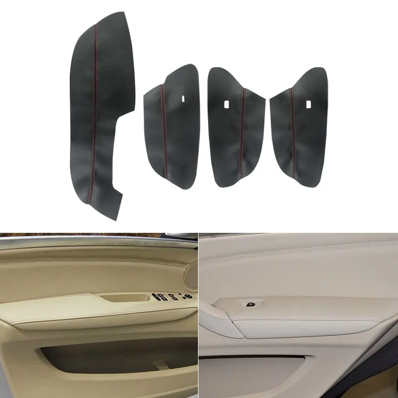 4pcs Microfiber Leather Only LHD Car Styling Door Armrest Panel Cover Trim For BMW X5 E70 2007 2008 2009 2010 2011 2012 2013