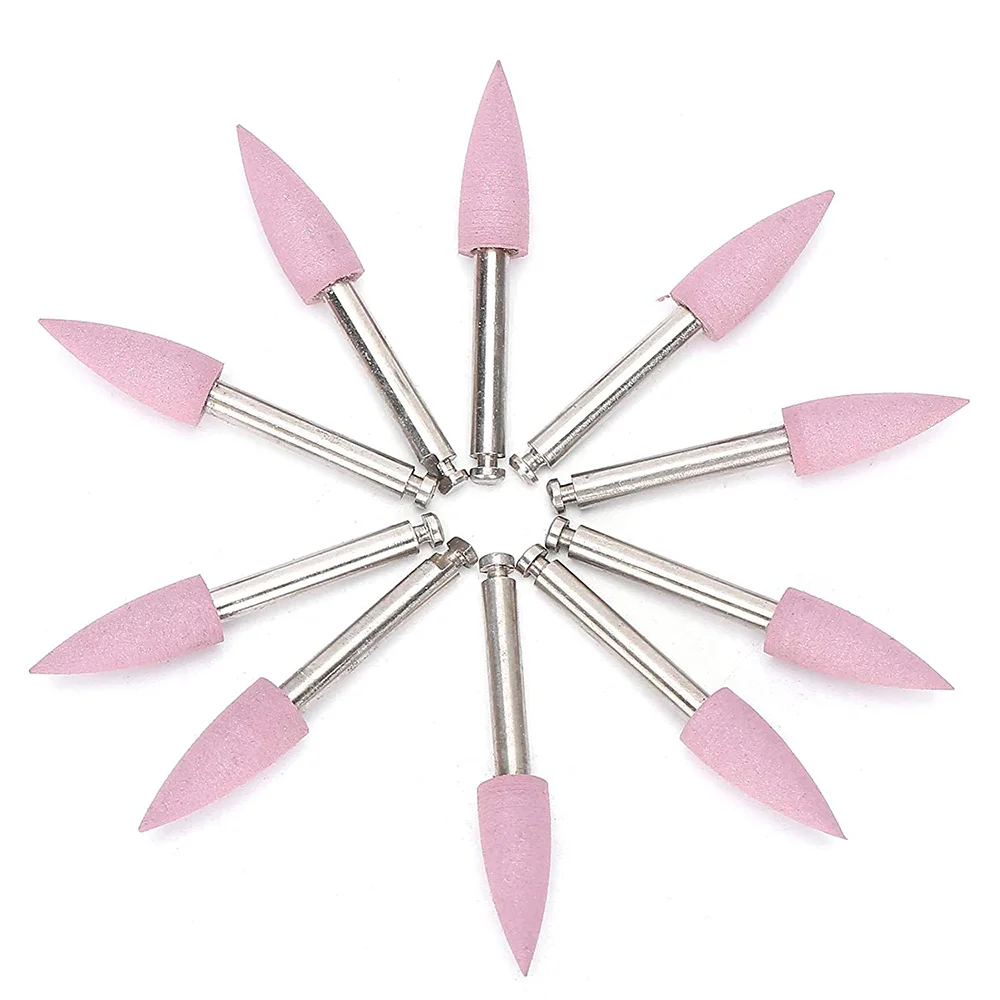 ABRN-10Pcs Polishing Bits, Grinding Drill Bit Fit Slow Machines, For Porcelain Teeth Light Curing