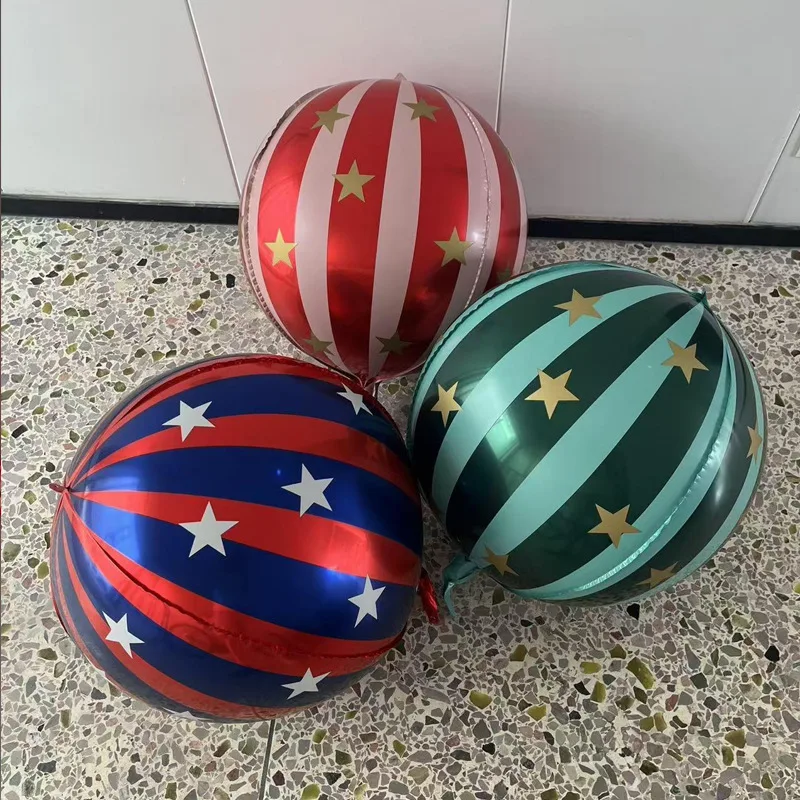 Globo de Aluminio con Diseño de Estrella Rayada 4D de 22 Pulgadas, Decoración para Fiestas de Circo, Accesorios para Cabina de Fotos, KTV, Centro Comercial, Hogar y Escuela
